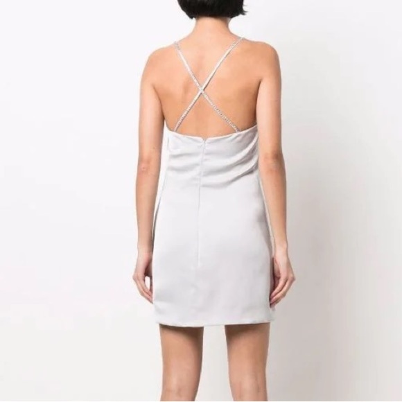THE ATTICO Fujiko Satin Minidress in Silver sz US 8 IT 44 890$ - Picture 8 of 16